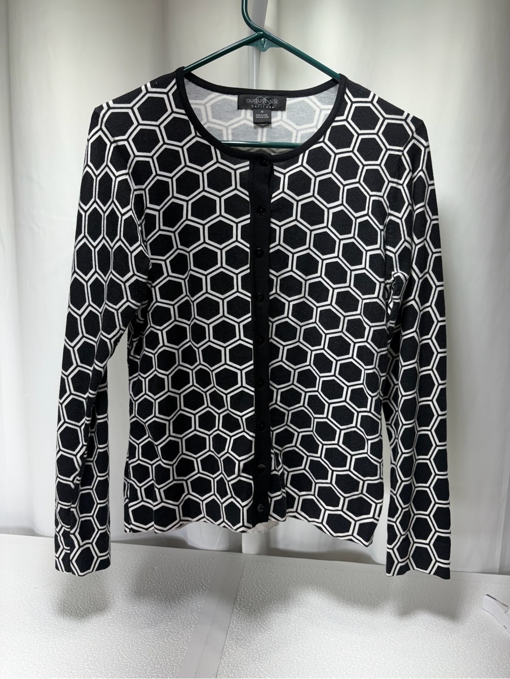 august silk Black & White Hexagon Print Cardigan Jacket 4425